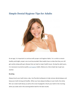 Simple Dental Hygiene Tips for Adults