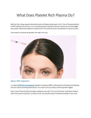 What Does Platelet Rich Plasma Do?