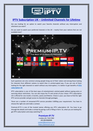 IPTV Subscription UK – Unlimited Channels for Lifetime