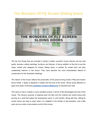 The Wonders Of Fly Screen Sliding Doors