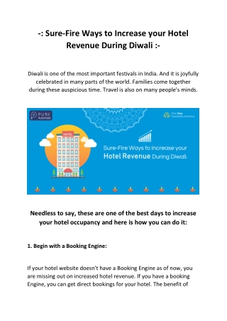 Sure-Fire Ways to Increase your Hotel Revenue During Diwali - Pure Automate Blog