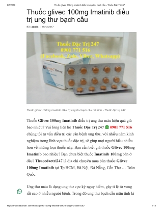 Thuoc glivec 100mg imatinib - Thuoc dac tri 247