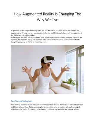 How Augmented Reality Is Changing The Way We Live