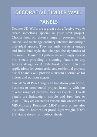 Decorative Timber Wall Panels