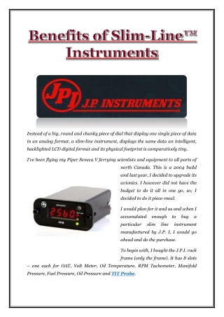 Benefits of Slim-Line Instruments