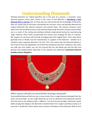 Understanding Diamonds - Aura Jewels