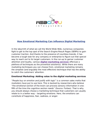 How Emotional Marketing Can influence Digital Marketing