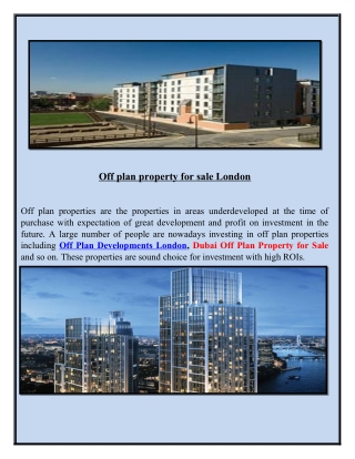Off plan property for sale London