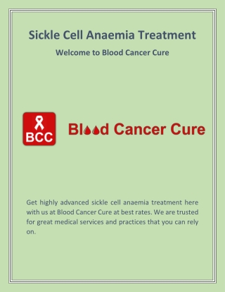 Sickle Cell Anaemia Treatment | bloodcancercure