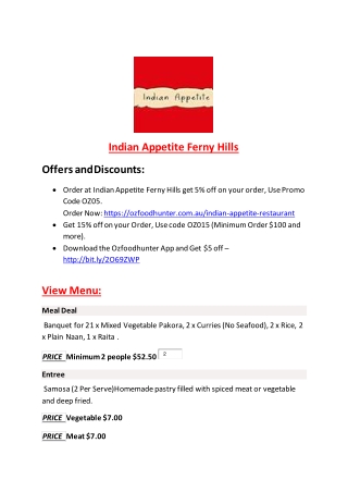 15% Off - Indian Appetite Ferny Hills-Ferny Hills - Order Food Online