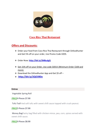 15% Off - Coco Rice Thai Restaurant-Ryde - Order Food Online