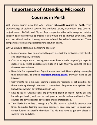 Importance of Attending Microsoft Courses in Perth