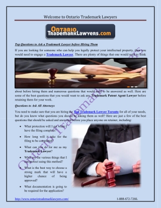 Trademark Lawyer, Top Trademark Lawyer Toronto