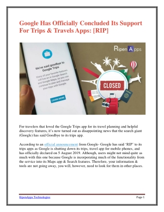 Google Has Officially Concluded Its Support For Trips