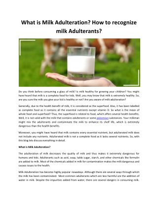 What is Milk Adulteration? How to test milk Adulterants? | GFO Farming