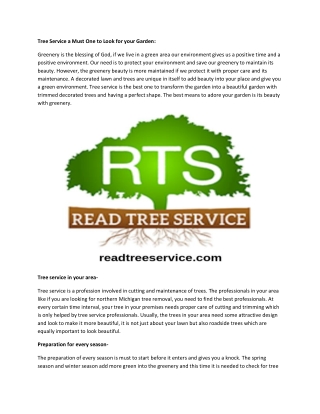 Tree Service a Must One to Look for your Garden