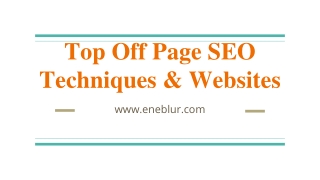 Top Off Page SEO Techniques & Websites