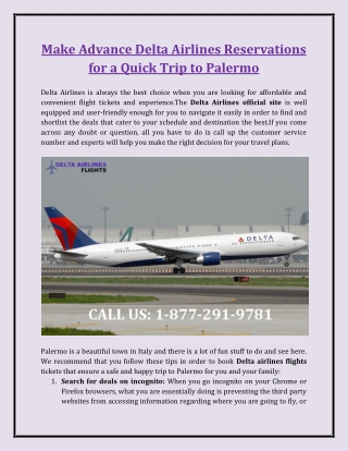 Make Advance Delta Airlines Reservations for a Quick Trip to Palermo