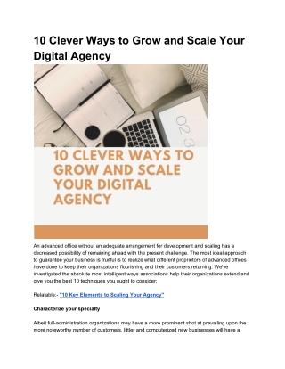 10 Clever Ways to Grow and Scale Your Digital Agency