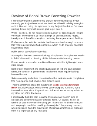 Review of Bobbi Brown Bronzing Powder