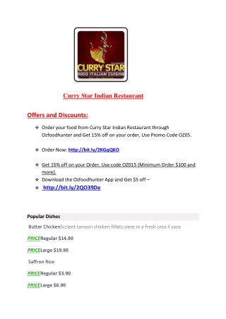 25% Off -Curry Star Indian Restaurant-Ballarat - Order Food Online