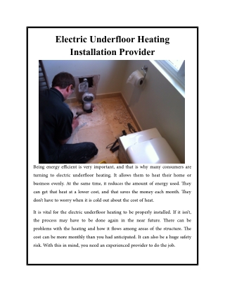 Electric Underfloor Heating Installation Provider