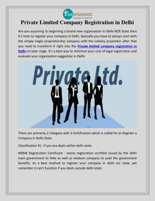 Online Private Limited Company Registration in Delhi