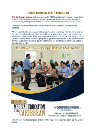 MBBS in Caribbean |Overseas Education Group