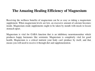 The Amazing Healing Efficiency of Magnesium