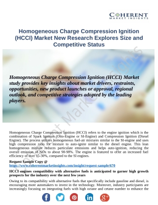 Homogeneous Charge Compression Ignition (HCCI) Market : Growing Demand Of Products In Developing Regions
