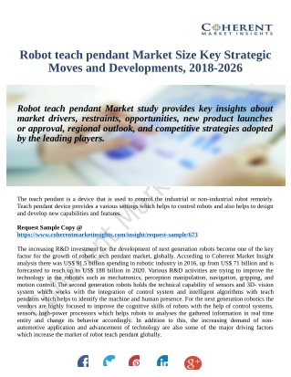 Robot Teach Pendant Market : Growing Demand Of Products In Developing Regions