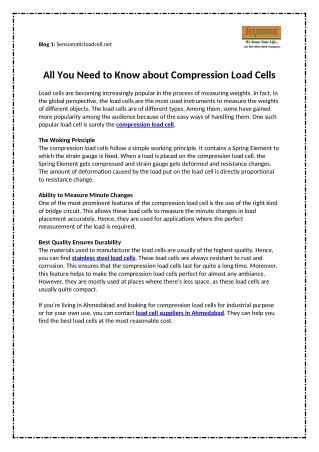 All You Need to Know about Compression Load Cells