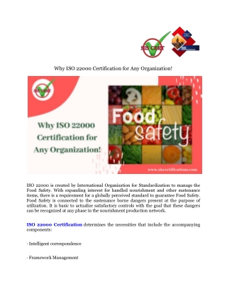 Why ISO 22000 Certification for Any Organization!