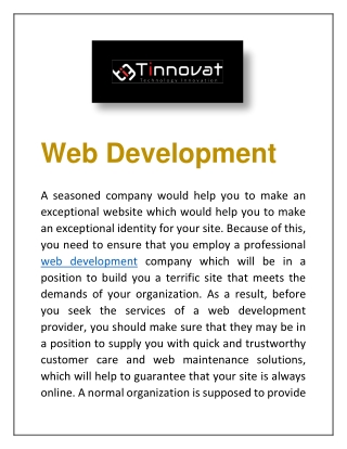 Web Development - Tinnovat