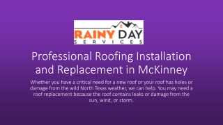 Professional Roofing Installation and Replacement in McKinney