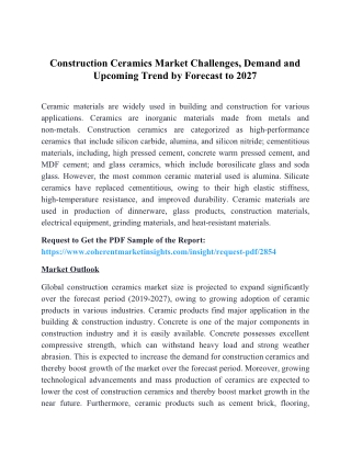 Construction Ceramics Market Challenges, Demand and Upcoming Trend by Forecast to 2027