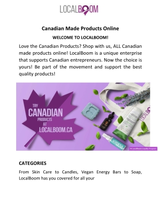 Canadian Made Products Online - Localboom