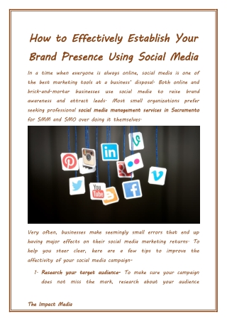 How to Effectively Establish Your Brand Presence Using Social Media