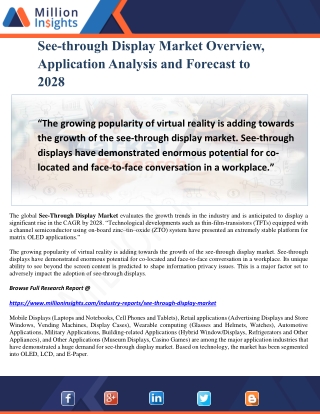 See-through Display Market Overview, Application Analysis and Forecast to 2028