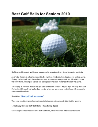 Best Golf Balls for Seniors 2019