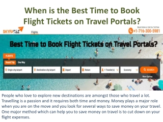 When is the Best Time to Book Flight Tickets on Travel Portals?