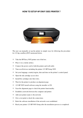 HOW TO SETUP HP ENVY 5055 PRINTER ?