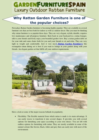 Why Rattan Garden Furniture is one of the popular choices?