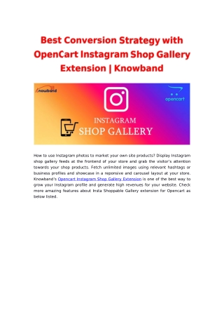 Knowband :: Best Conversion with OpenCart Instagram Shop Gallery