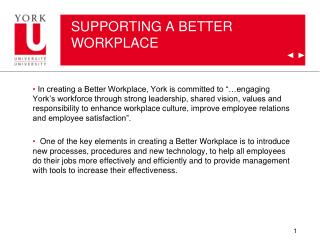 SUPPORTING A BETTER WORKPLACE