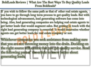 BoldLeads Reviews | What Are The Best Ways To Buy Quality Leads From Boldleads?