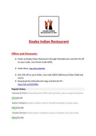 15% Off - Doaba Indian Restaurant-Grange - Order Food Online<