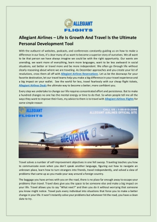 Allegiant Airlines – Life Is Growth And Travel Is the Ultimate Personal Development Tool