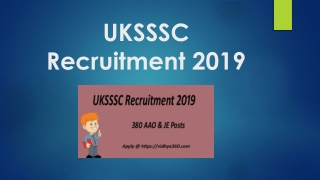 UKSSSC Recruitment 2019 | उत्तराखंड अधीनस्थ सेवा 380 AAO & JE Posts