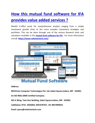 How this mutual fund software for IFA provides value added services ?